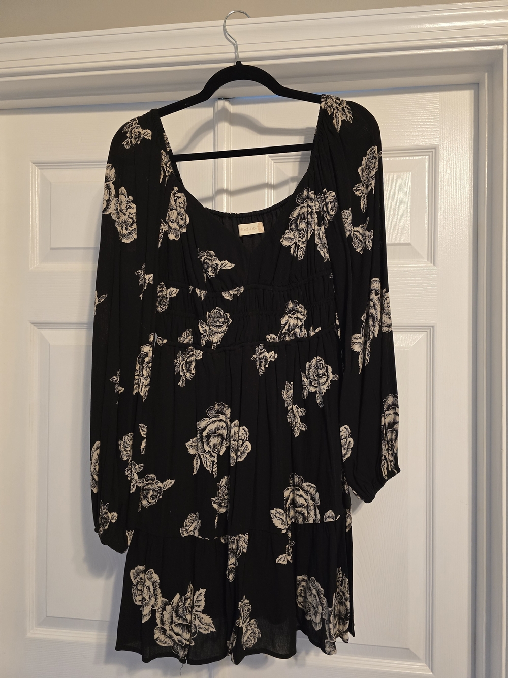 Altar'd State Black Maxi Dress with White Floral Print